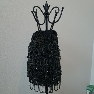 Vintage Beaded Loops Drawstring Evening Bag
